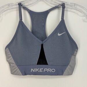 Nike Pro Womens Small Sports Bra Periwinkle Black Silver Removable Cup Pads